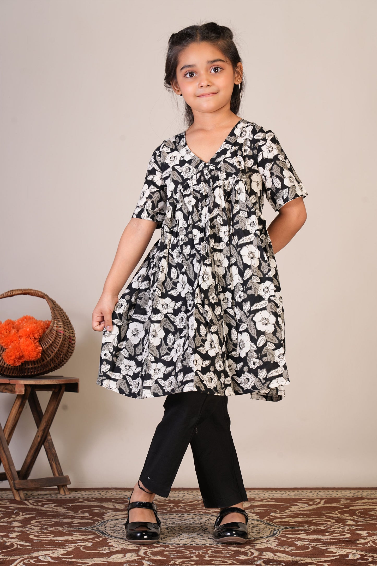 Anuttara Black Pure Cotton Anarkali/Flared Kurta & Pant Set_FJG1072
