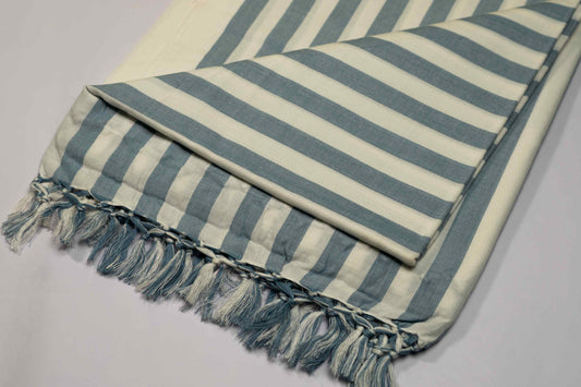 Cotton Staple Sky Blue & White Dull Chadar