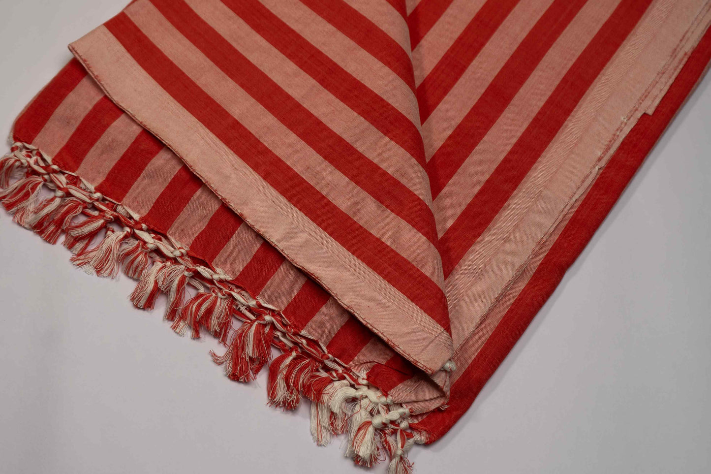 Cotton Staple Red & White Dull Chadar