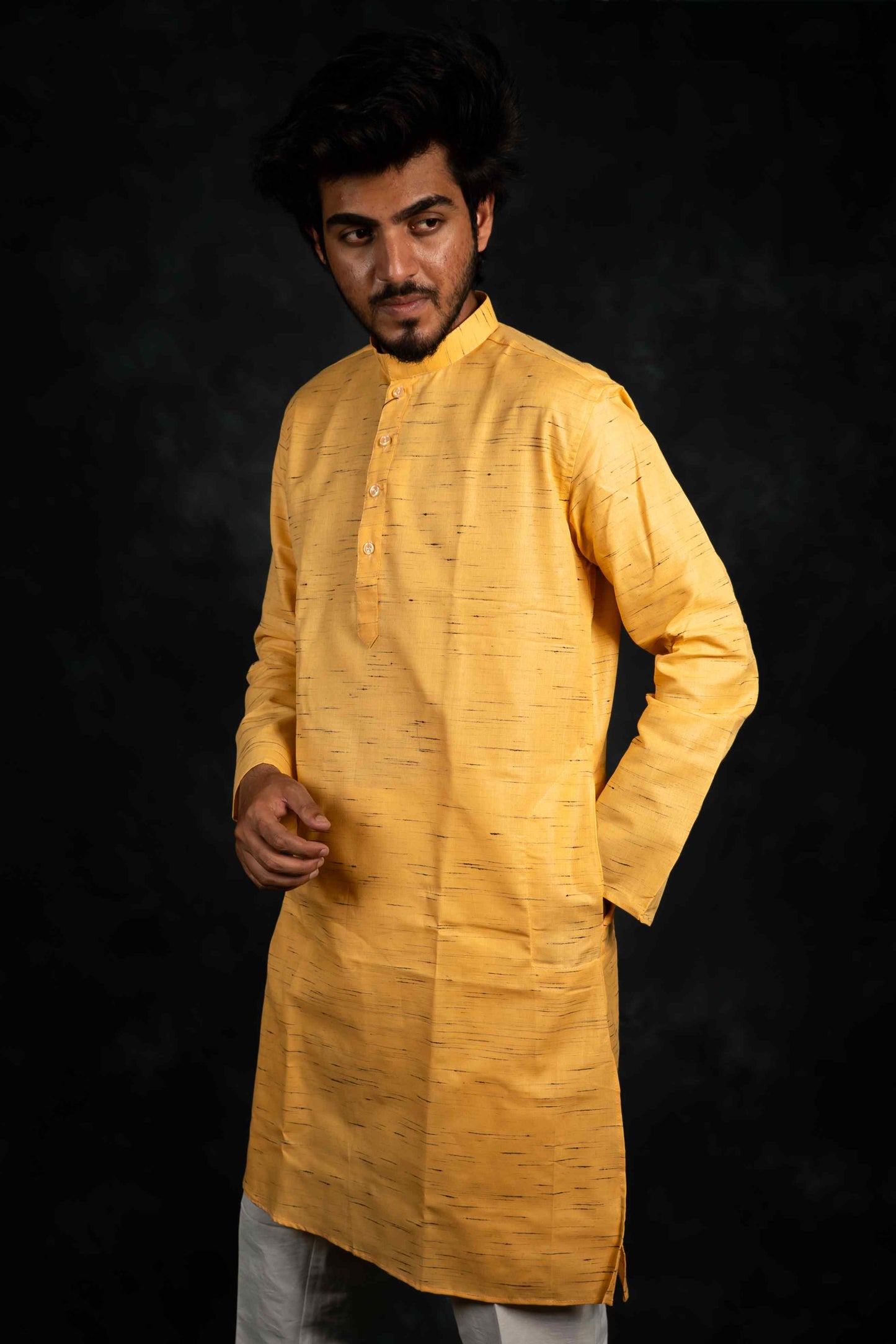 Ethnic Pure Khadi Cotton Kurta Plain (Golden Yellow)