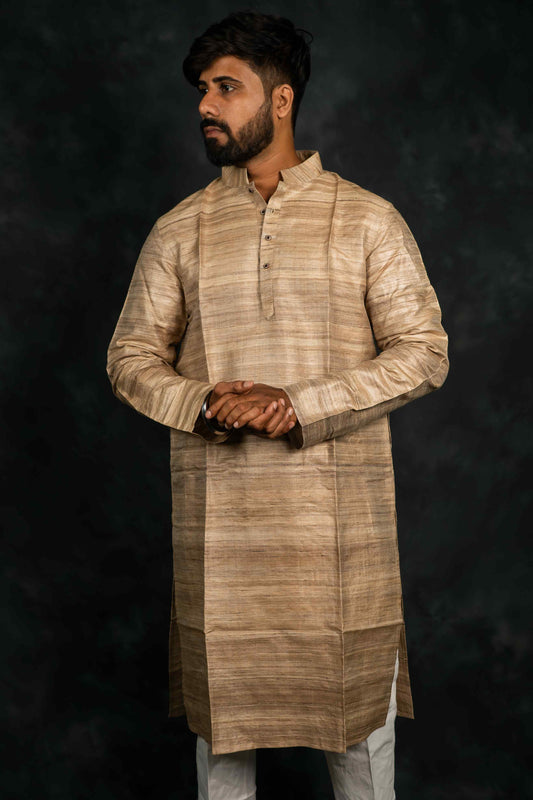 Ethnic Ghicha Silk Kurta (Beige)