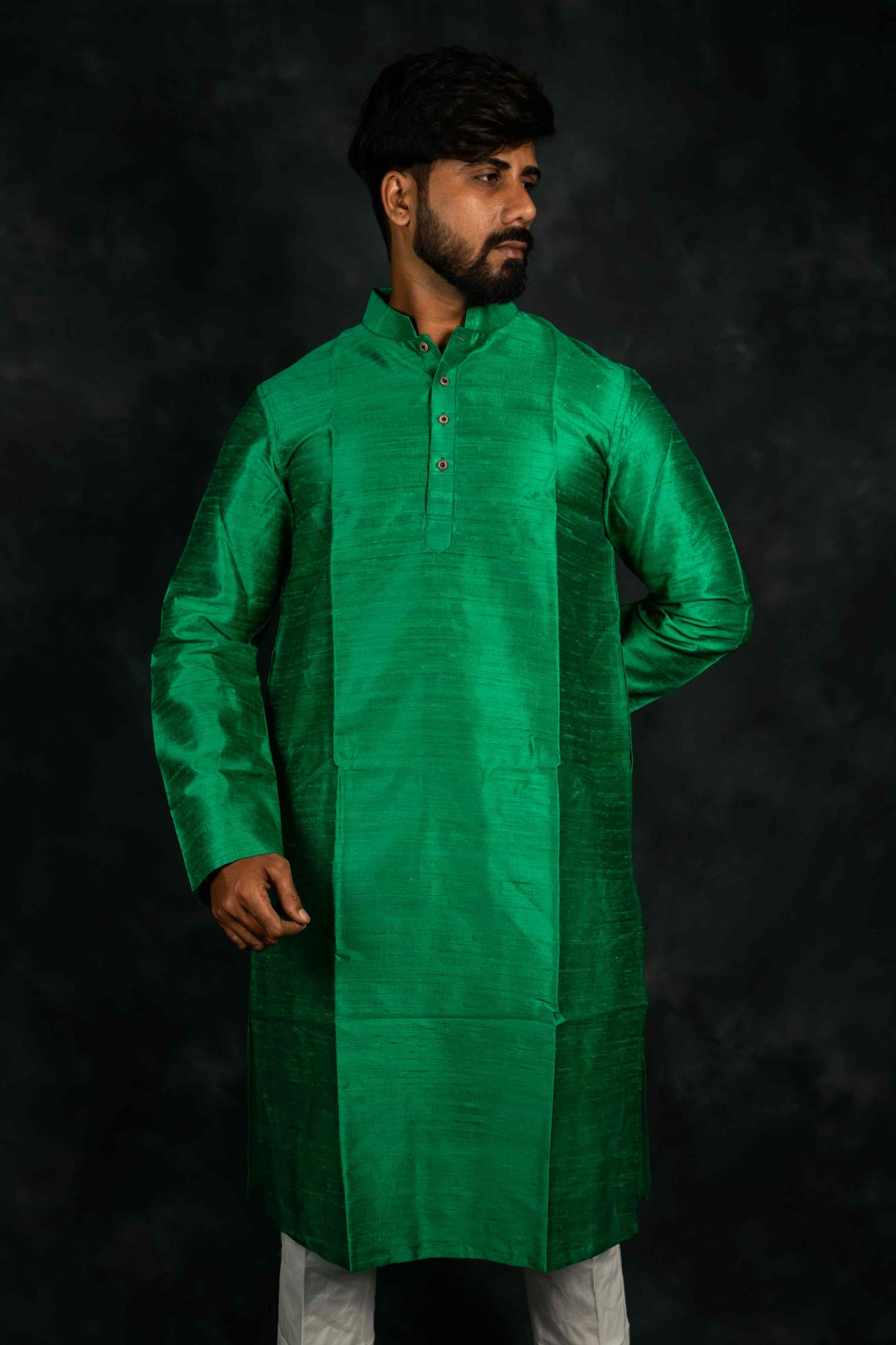 Ethnic Raw Silk Kurta Plain (Green)