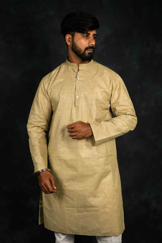 Ethnic Khadi Cotton Kurta Plain (Beige)