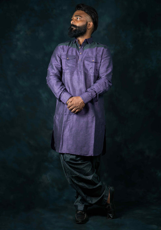 Ethnic Khadi Cotton Kurta Plain (Purple)