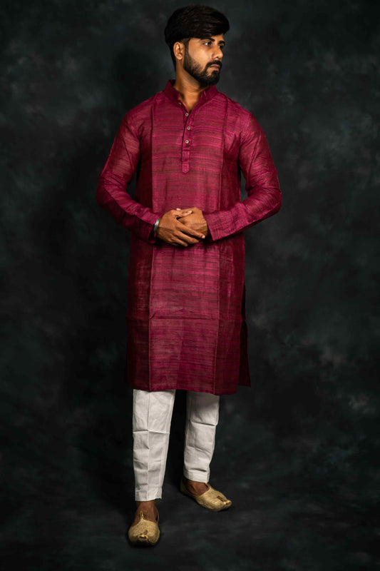 Ethnic Ghicha Silk Kurta Plain (Maroon)