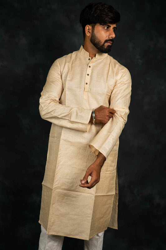 Ethnic Malmal Kurta Plain (Beige)