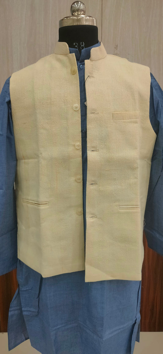 Khadi Nehru Jacket (Cream)