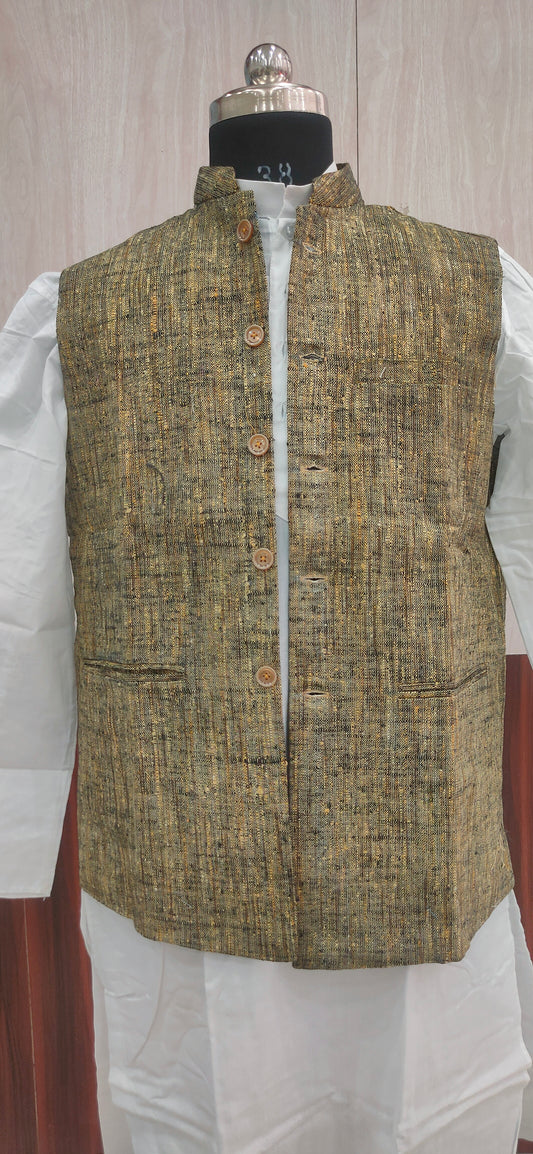 Khadi Nehru Jacket (Khadi Olive Green)