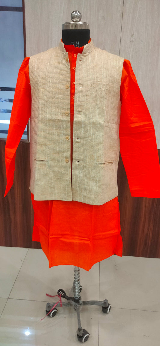 Khadi Nehru Jacket (Light Beige)