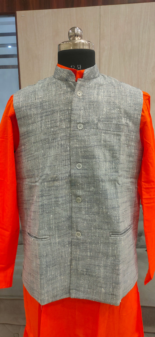 Khadi Nehru Jacket (Grey)