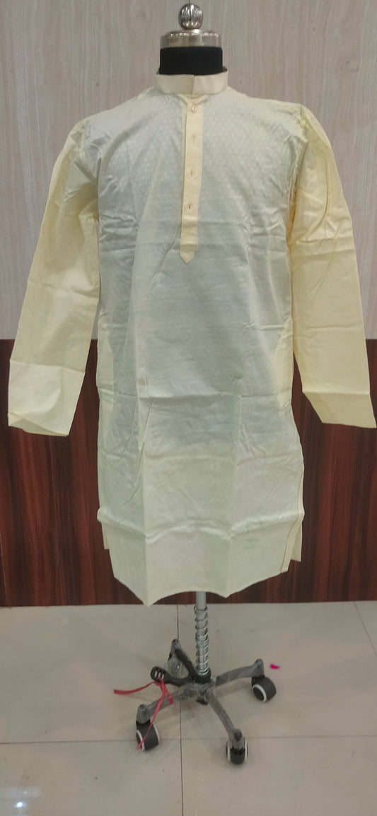 Ethnic Cotton Kurta Plain (Pale Yellow)