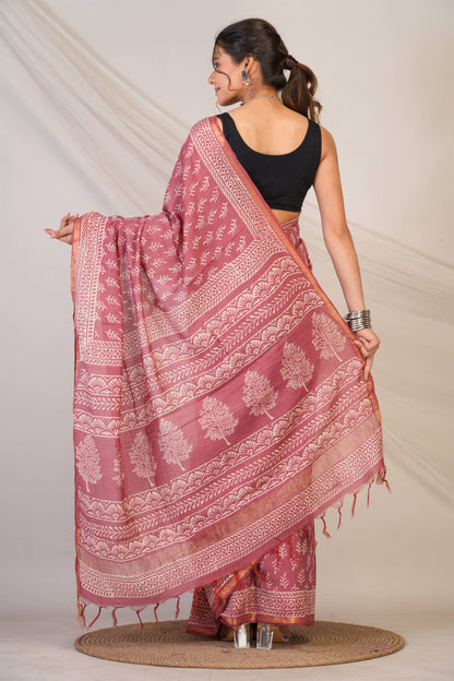 Anuttara Bhagalpuri Maroon Cotton Silk (Art Silk) Floral Saree with Unstitched Blouse_AFS1447-FS