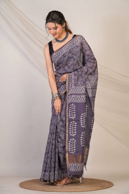 Anuttara Bhagalpuri Purple Mauve Cotton Silk (Art Silk) Bandhani Saree with Unstitched Blouse_AFS1448-FS