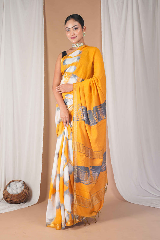Anuttara Women's Bhagalpuri Multicolor Silk Blend Leheriya with Maheshwari Border Ethnic Saree With Blouse_AFS1517-FS
