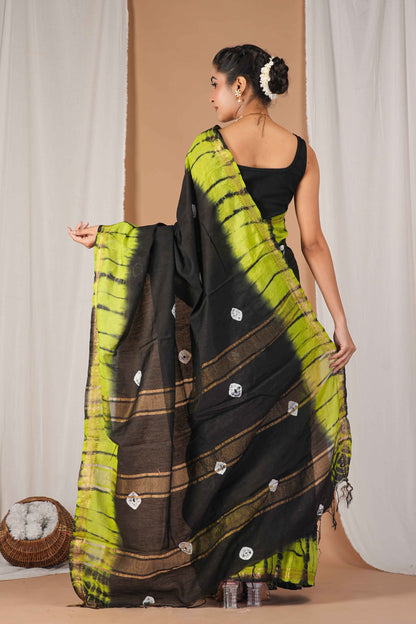 Anuttara Women's Bhagalpuri Multicolor Silk Blend Leheriya with Maheshwari Border Ethnic Saree With Blouse_AFS1522-FS