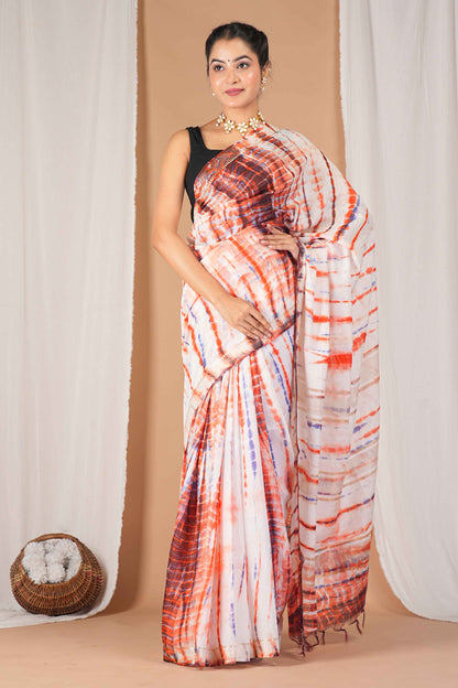 Anuttara Women's Bhagalpuri Multicolor Silk Blend Leheriya with Maheshwari Border Ethnic Saree With Blouse_AFS1523-FS