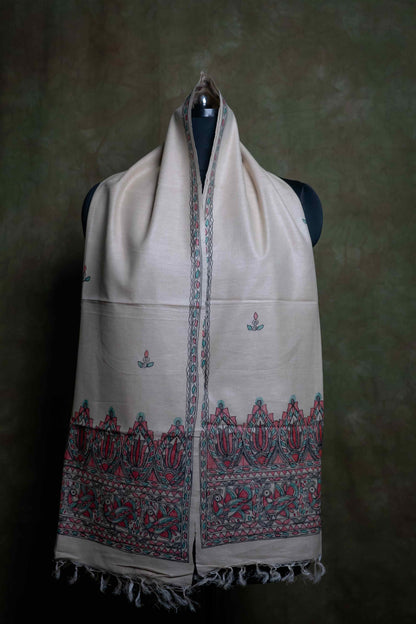 Munga Silk Madhubani Hand Painting Stole