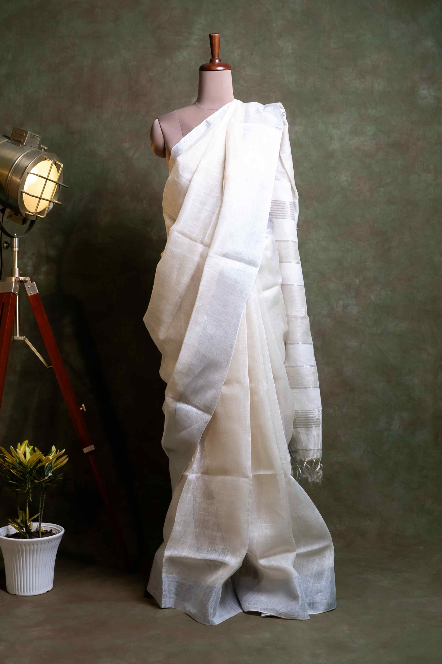 Anuttara Fabric  Natural Silk Linen Saree