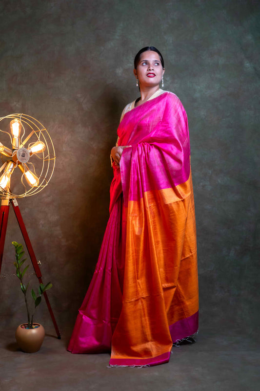 Pink Raw Silk Saree