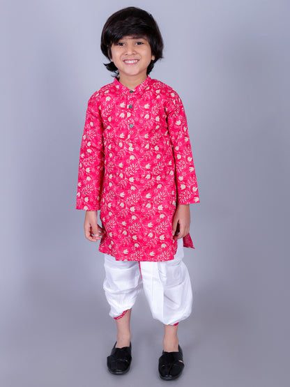 Anuttara Pink Cotton Blend Straight Dhoti & Kurta Set_FJB1003