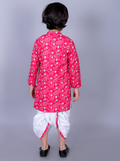 Anuttara Pink Cotton Blend Straight Dhoti & Kurta Set_FJB1003