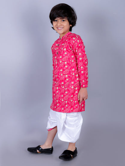 Anuttara Pink Cotton Blend Straight Dhoti & Kurta Set_FJB1003