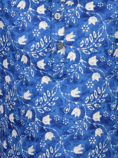 Anuttara Blue Cotton Blend Straight Dhoti & Kurta Set_FJB1004