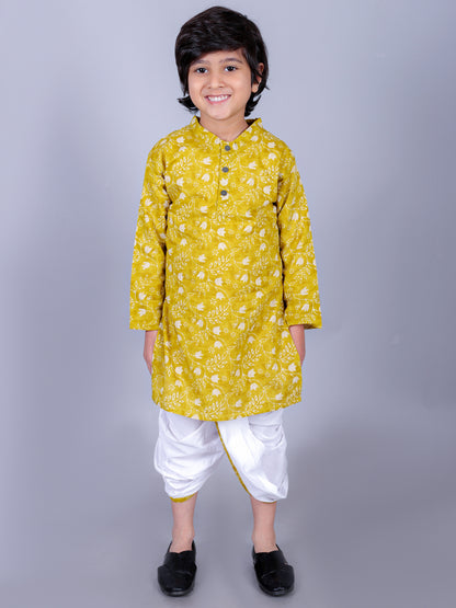 Anuttara Olive Green Cotton Blend Straight Dhoti & Kurta Set_FJB1005