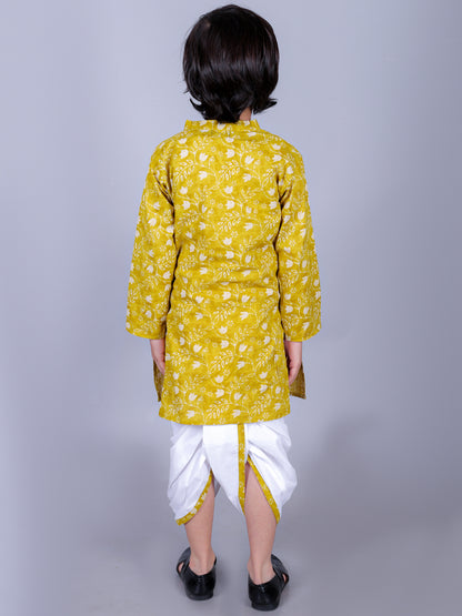 Anuttara Olive Green Cotton Blend Straight Dhoti & Kurta Set_FJB1005