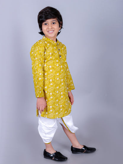 Anuttara Olive Green Cotton Blend Straight Dhoti & Kurta Set_FJB1005