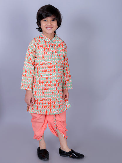 Anuttara Multicolor Cotton Blend Straight Dhoti & Kurta Set_FJB1007