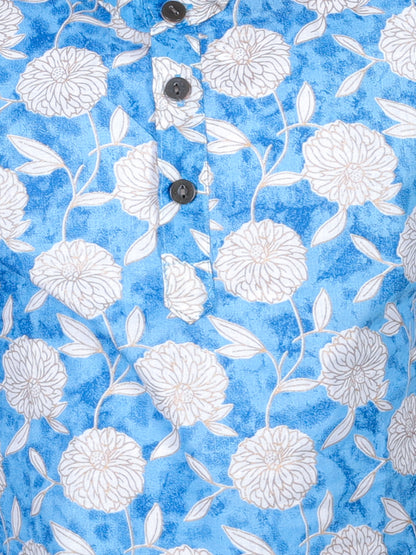 Anuttara Blue Cotton Blend Straight Dhoti & Kurta Set_FJB1008