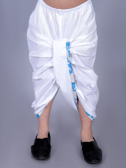 Anuttara Blue Cotton Blend Straight Dhoti & Kurta Set_FJB1008