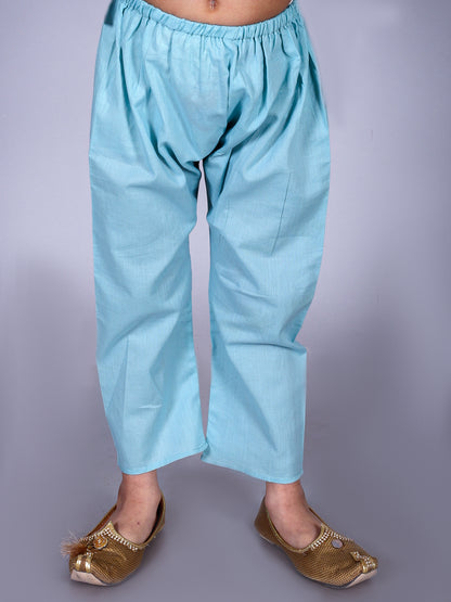 Anuttara Sea Green Cotton Blend Straight Kurta Waistcoat & Pyjama Set_FJB1014