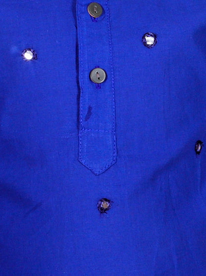 Anuttara Navy Blue Cotton Blend Straight Kurta & Pyjama Set_FJB1025