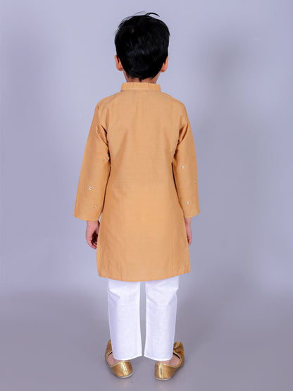 Anuttara Mustard Cotton Blend Straight Kurta & Pyjama Set_FJB1026