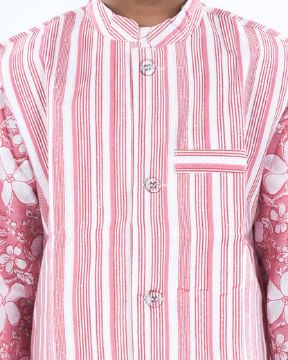 Anuttara Baby Pink Pure Cotton Straight Kurta Waistcoat & Pyjama Set_FJB1042