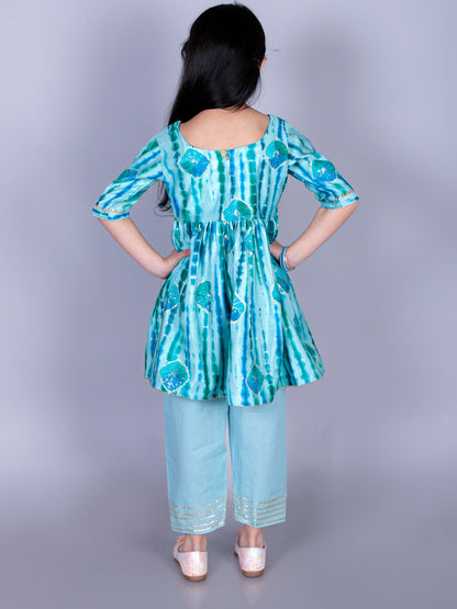 Anuttara Green Cotton Blend Anarkali/Flared Kurta & Pant Set_FJG1001