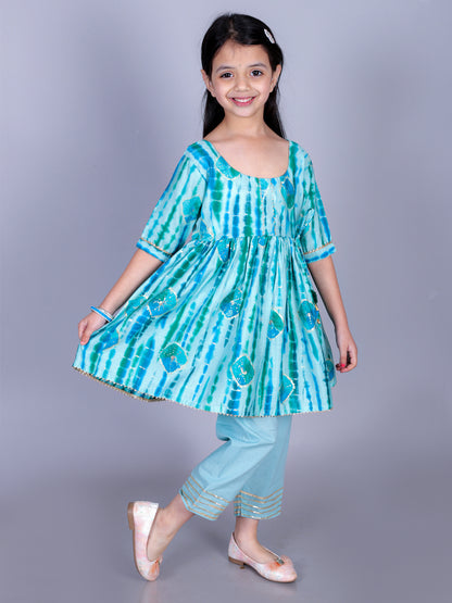 Anuttara Green Cotton Blend Anarkali/Flared Kurta & Pant Set_FJG1001