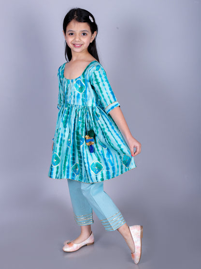 Anuttara Green Cotton Blend Anarkali/Flared Kurta & Pant Set_FJG1001