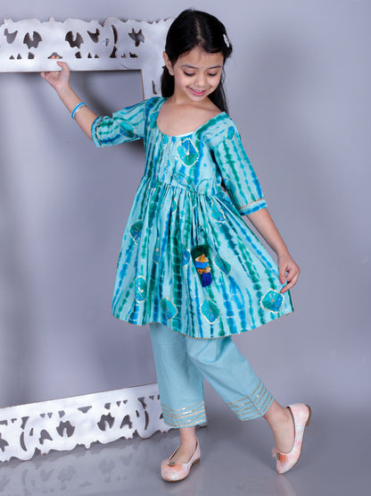 Anuttara Green Cotton Blend Anarkali/Flared Kurta & Pant Set_FJG1001