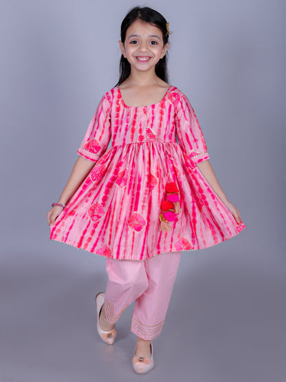 Anuttara Pink Cotton Blend Anarkali/Flared Kurta & Pant Set_FJG1002