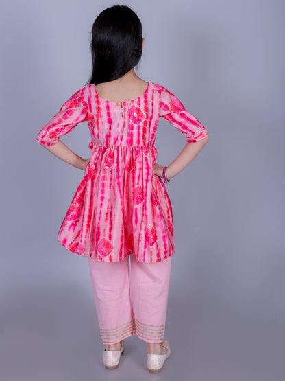 Anuttara Pink Cotton Blend Anarkali/Flared Kurta & Pant Set_FJG1002