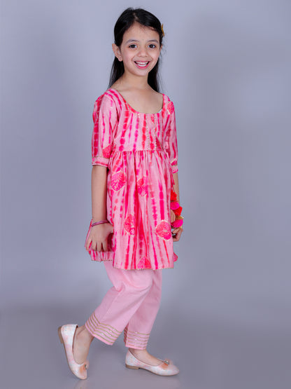 Anuttara Pink Cotton Blend Anarkali/Flared Kurta & Pant Set_FJG1002