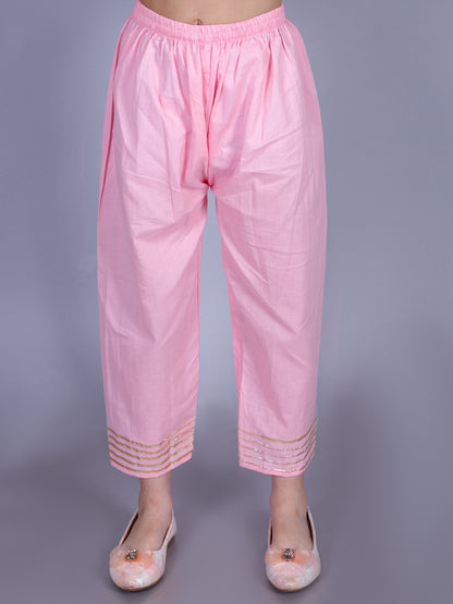 Anuttara Pink Cotton Blend Anarkali/Flared Kurta & Pant Set_FJG1002
