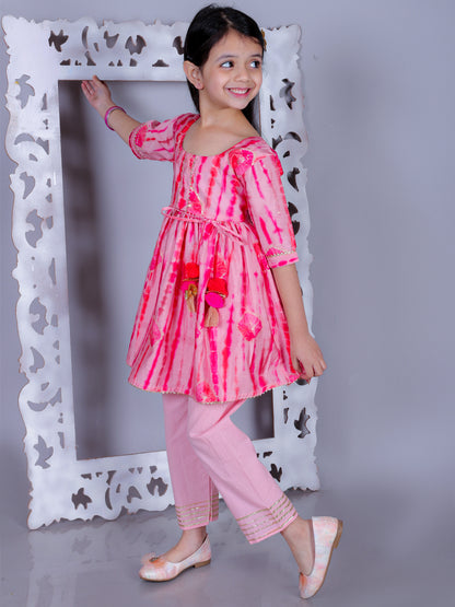 Anuttara Pink Cotton Blend Anarkali/Flared Kurta & Pant Set_FJG1002