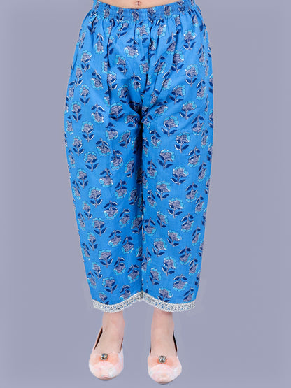 Anuttara Blue Cotton Blend Anarkali/Flared Kurta & Pant Set_FJG1003