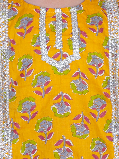 Anuttara Mustard Cotton Blend Anarkali/Flared Kurta & Pant Set_FJG1004