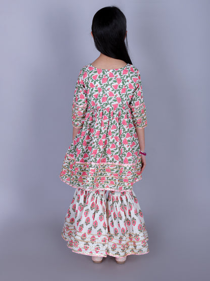 Anuttara Multicolor Cotton Blend Anarkali/Flared Kurta & Sharara Set_FJG1008