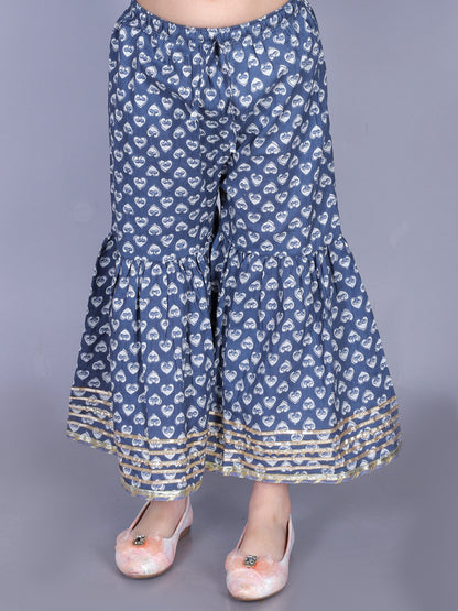 Anuttara Gray Cotton Blend Anarkali/Flared Kurta & Sharara Set_FJG1010